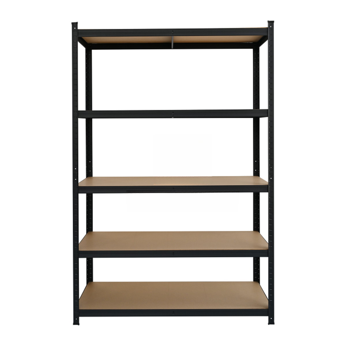 Black grooved interlocking steel shelving unit, 4 tiers, Q235 steel